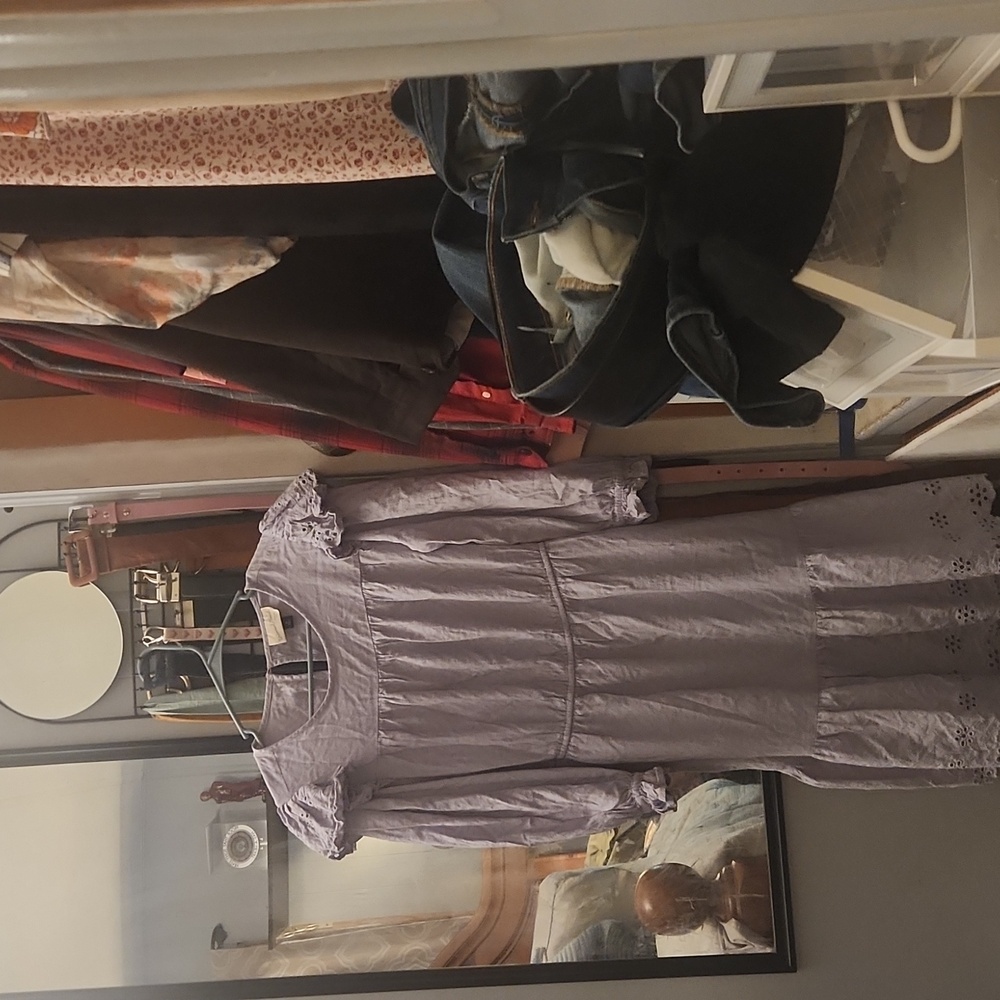 SOLD Gorgeous Lilac Ruffled Tiered Eyelet Long Sleeve Dress Size M Easter Spring